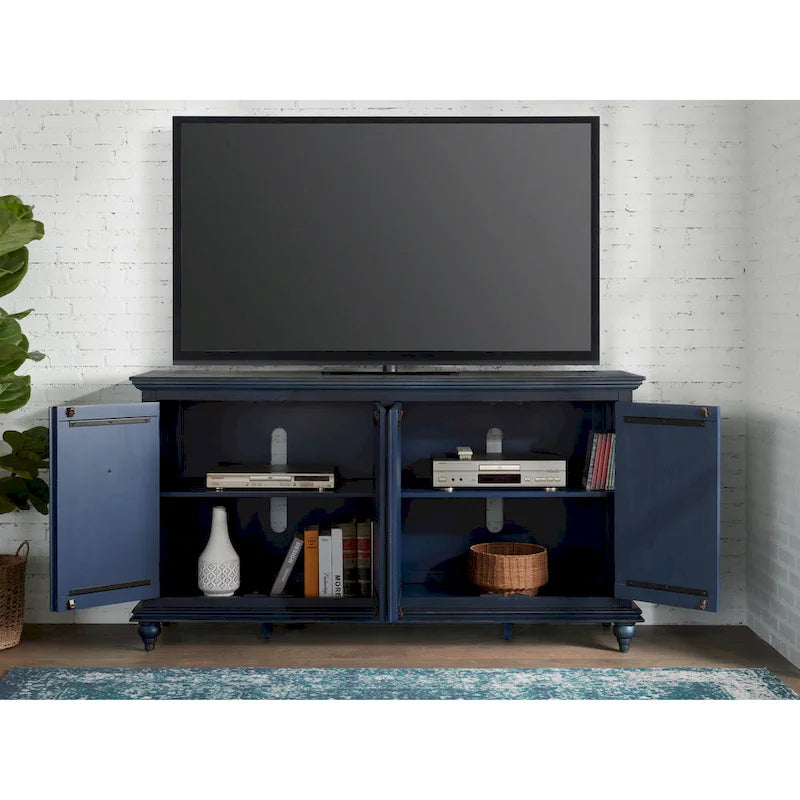 Meuble TV console en bois massif de 165 cm
