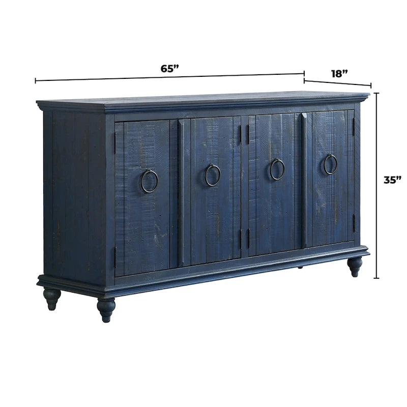 Meuble TV console en bois massif de 165 cm