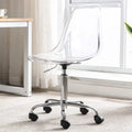 Chaise de bureau à roulettes en acrylique, sans accoudoirs, réglable en hauteur et pivotante