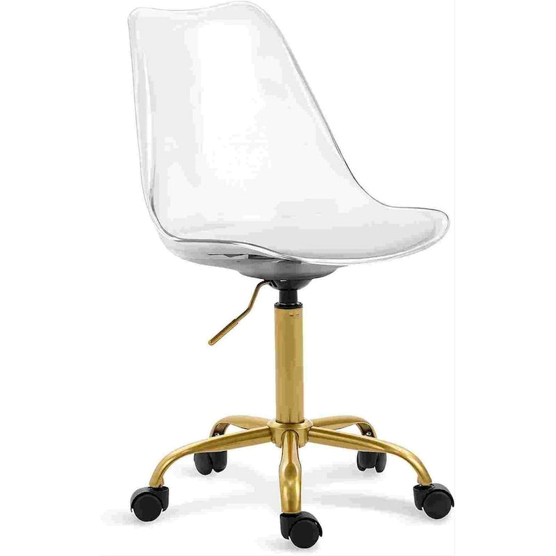 Chaise de bureau à roulettes en acrylique, sans accoudoirs, réglable en hauteur et pivotante