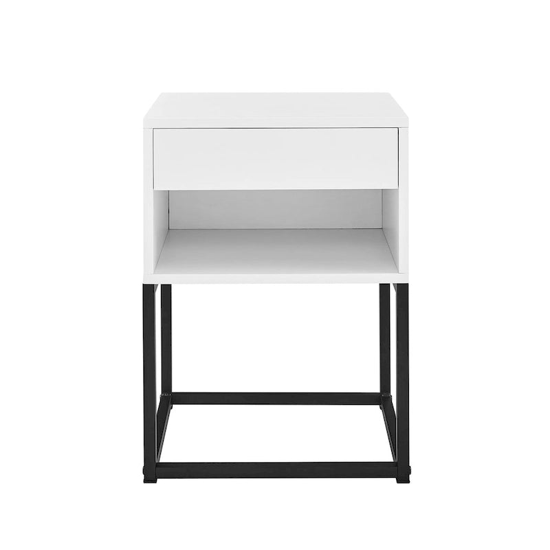 Table d'appoint simple avec tiroir et étagère pour toute pièce, table de chevet, pieds en métal