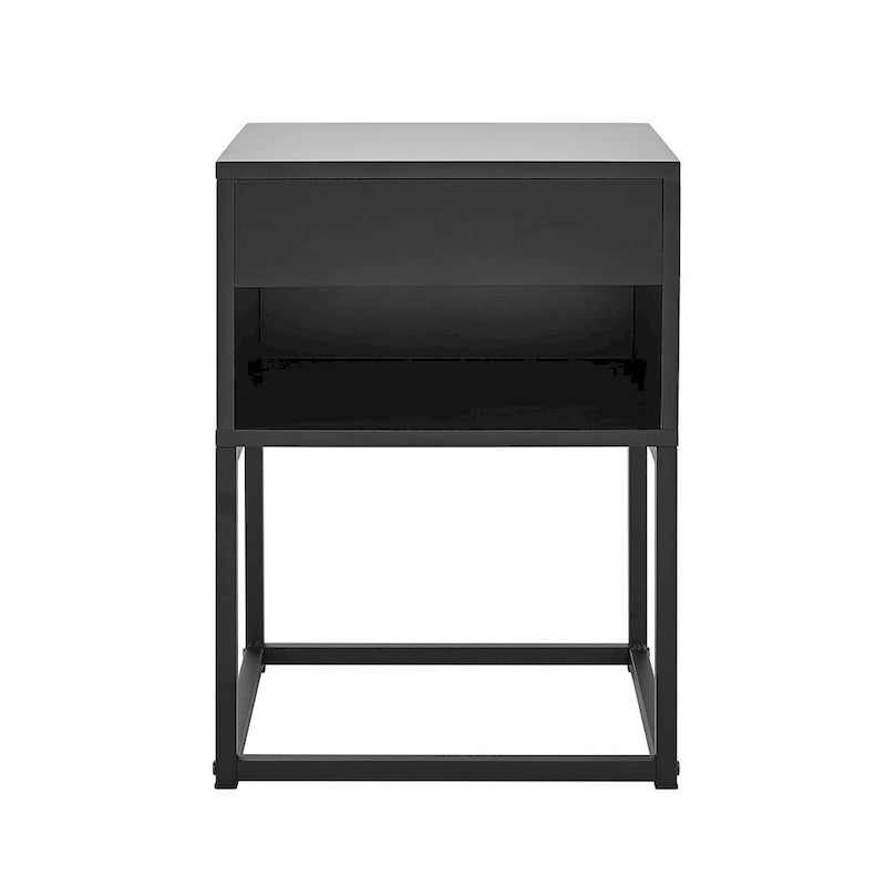 Table d'appoint simple avec tiroir et étagère pour toute pièce, table de chevet, pieds en métal