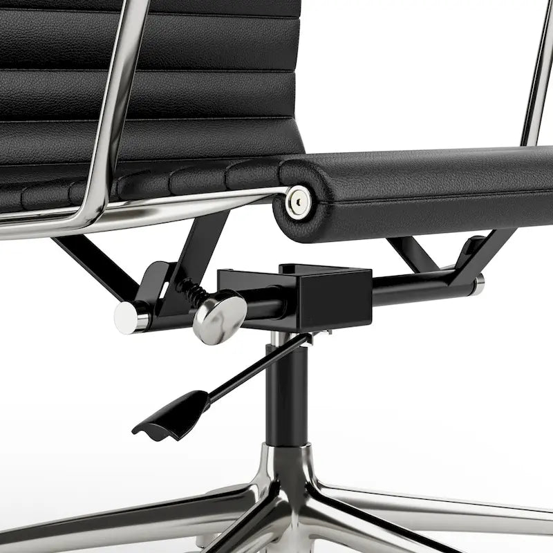 Chaise de bureau ergonomique en cuir véritable nervuré avec dossier haut