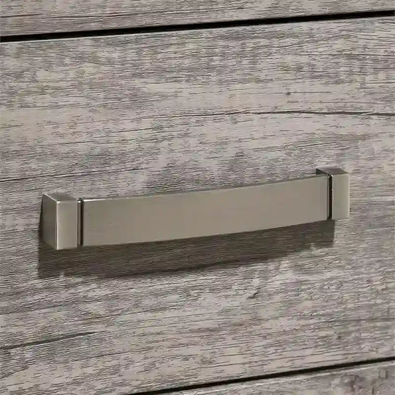 Lit à panneaux en bois gris délavé contemporain
