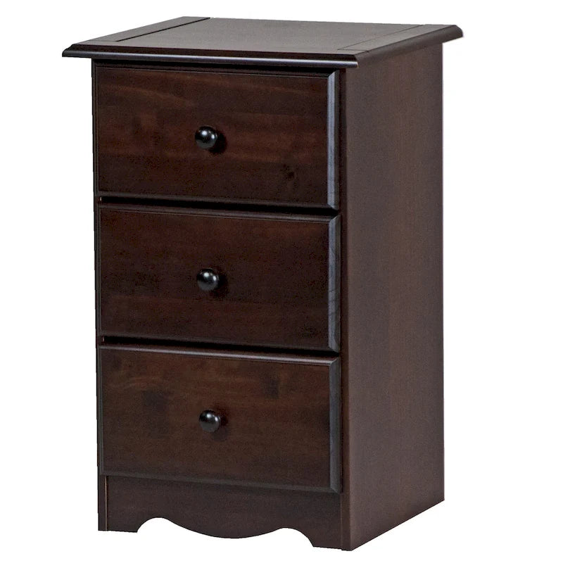 Palace Imports 100% Solid Wood 3-Drawer Nightstand with Metal or Wooden Knobs