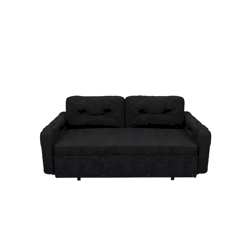 Canapé-lit Queen size avec système hydraulique, espace de rangement et 2 oreillers moelleux, rembourré avec capitonnage à boutons