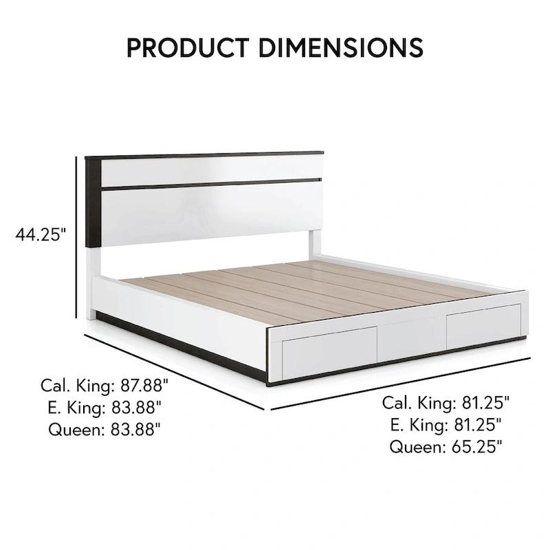 Lit plateforme moderne en bois blanc avec sommier à lattes