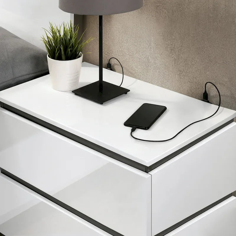 Lit plateforme moderne en bois blanc avec sommier à lattes
