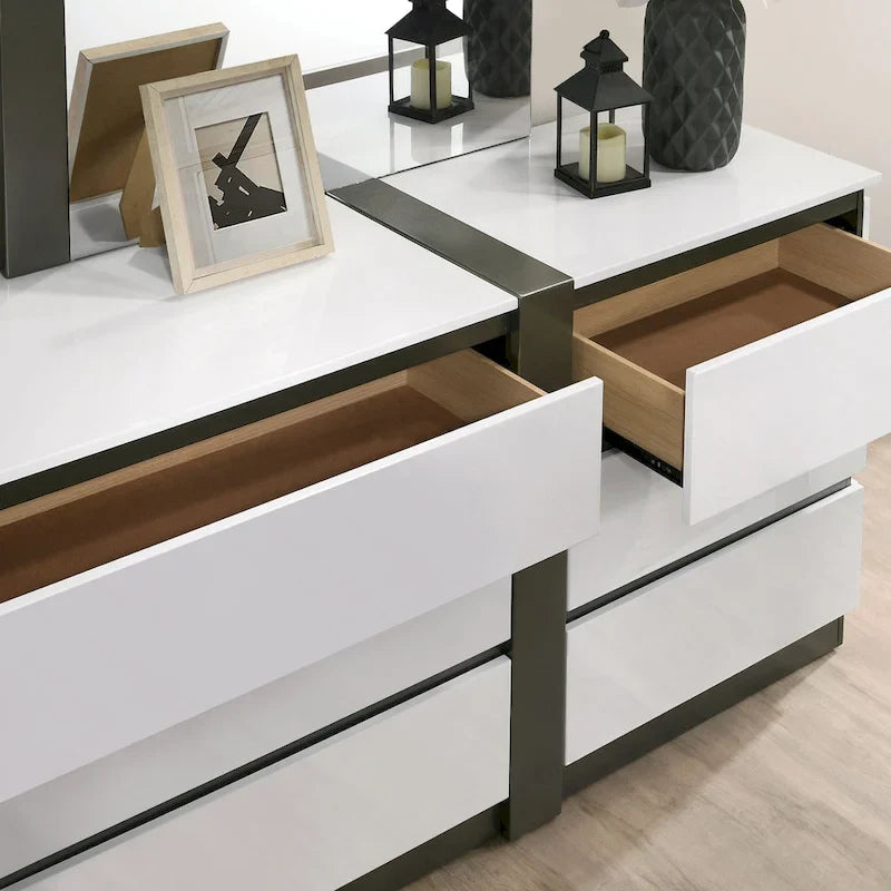 Lit plateforme moderne en bois blanc avec sommier à lattes