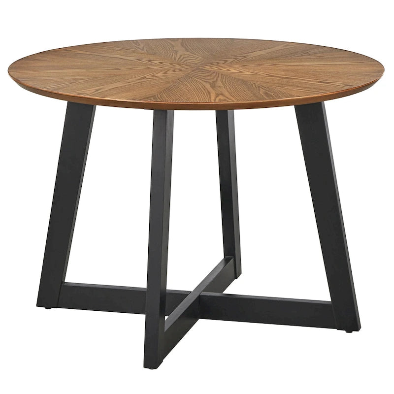 Table à manger ronde Mid-Century Modern avec plateau en placage de frêne