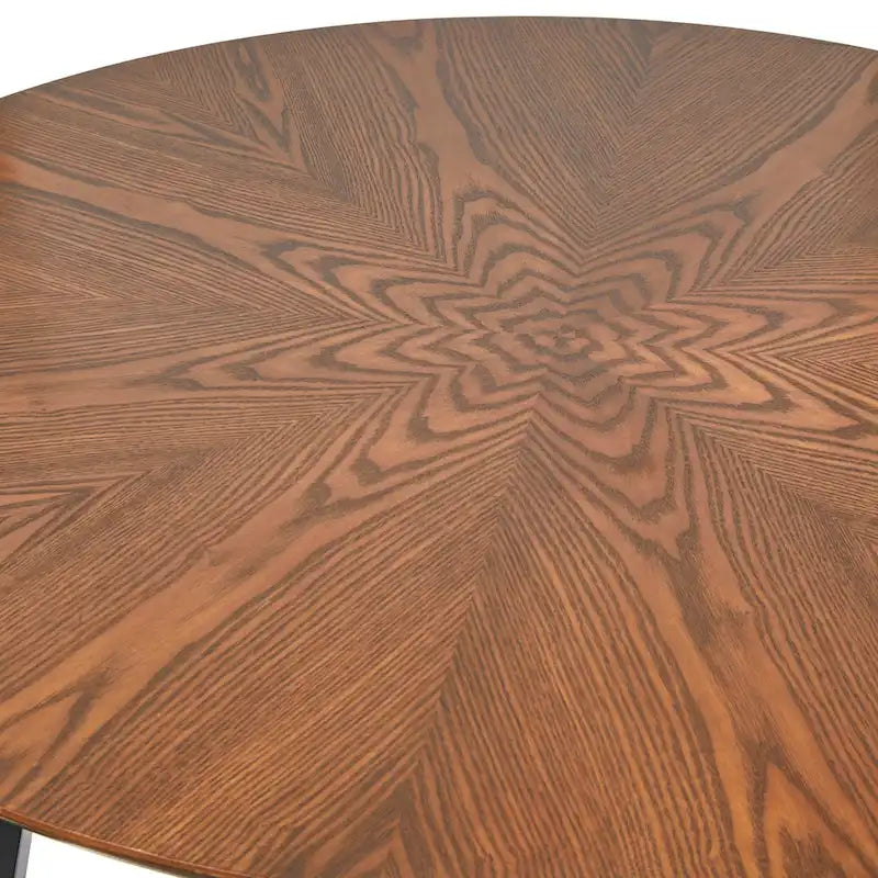 Table à manger ronde Mid-Century Modern avec plateau en placage de frêne