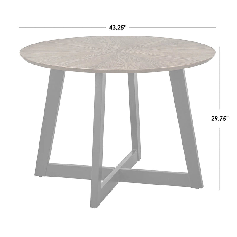 Table à manger ronde Mid-Century Modern avec plateau en placage de frêne