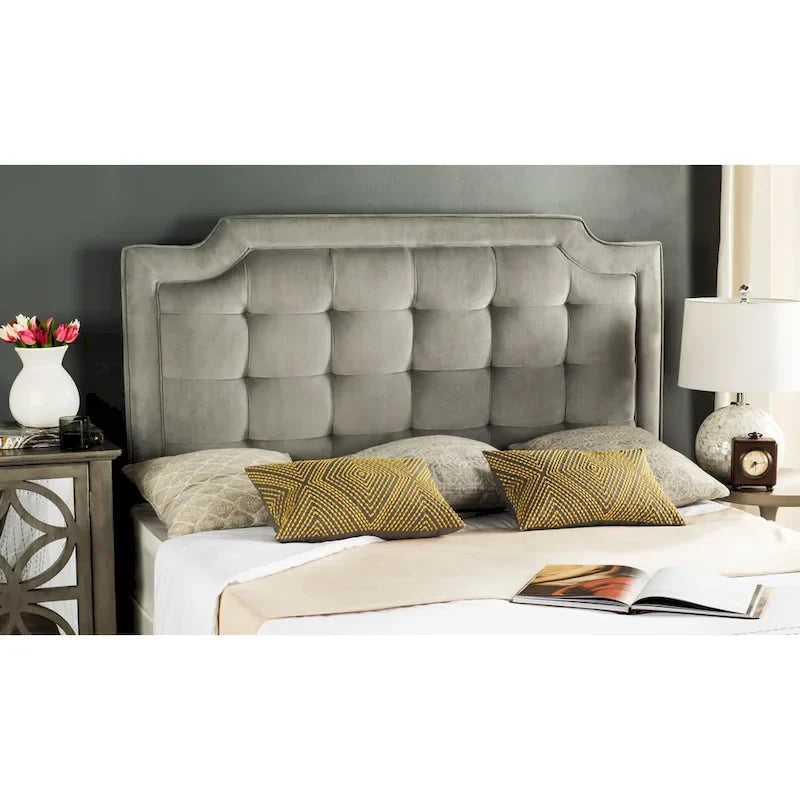 Tête de lit capitonnée taupe (Très grand lit)