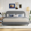 Lit plateforme rembourré en molleton Teddy Queen Size avec tissu épais, cadre solide et design élégant en forme de courbe