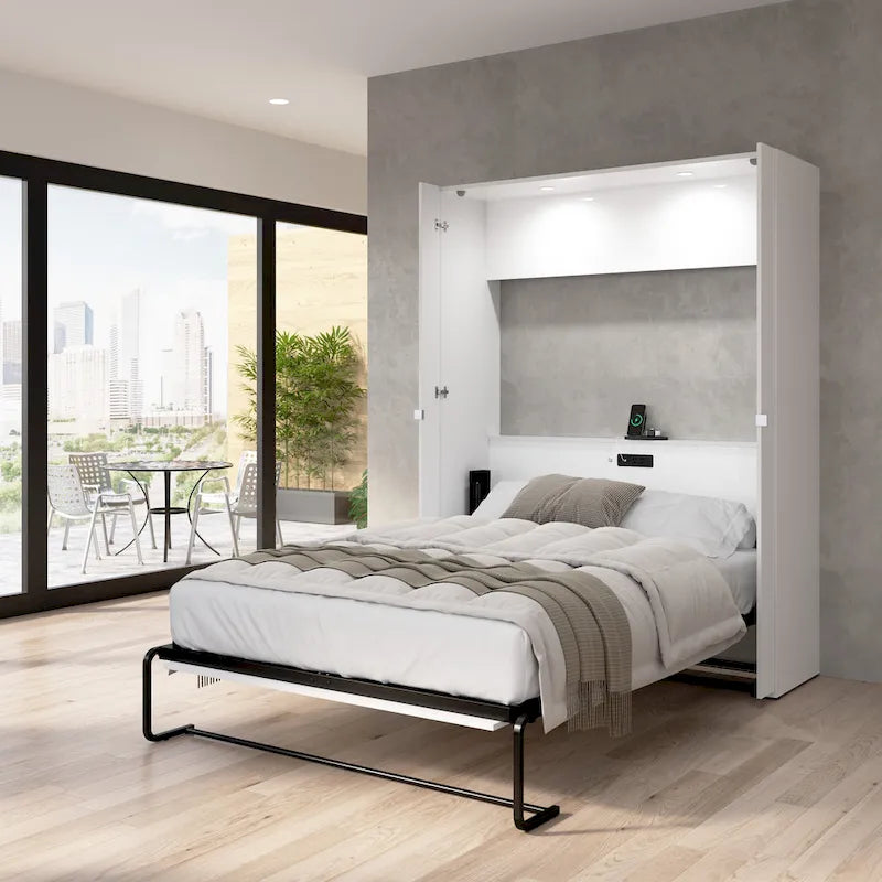 Lit escamotable laqué brillant pour les espaces multifonctionnels