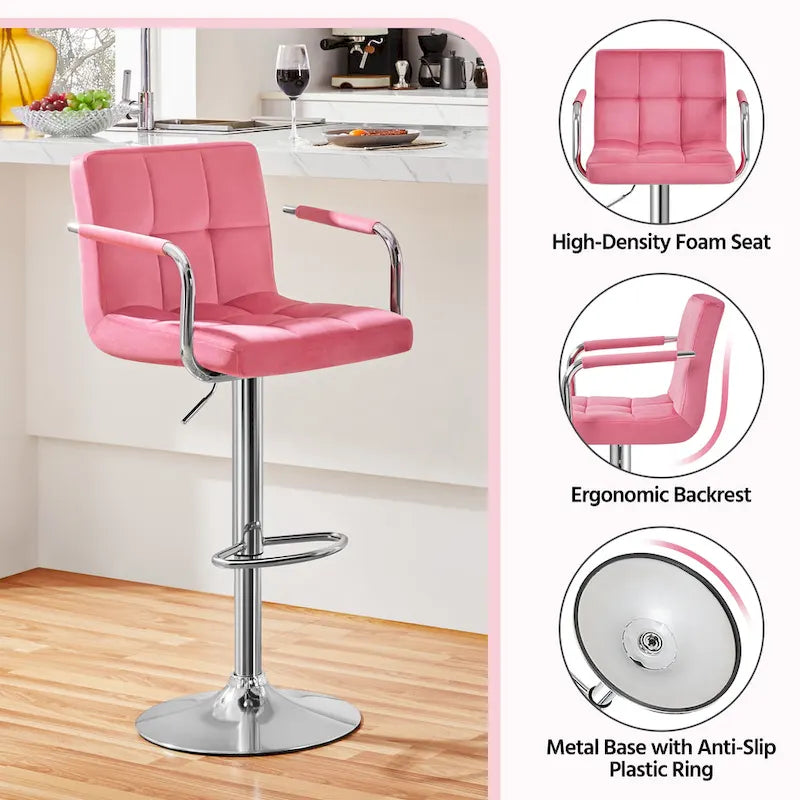 Tabouret de bar pivotant avec hauteur réglable et siège en cuir PU