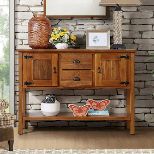 Nestfair 48 Solid Wood Sideboard Console Table with 2 Drawers and Cabinets and Bottom Shelf - N/A