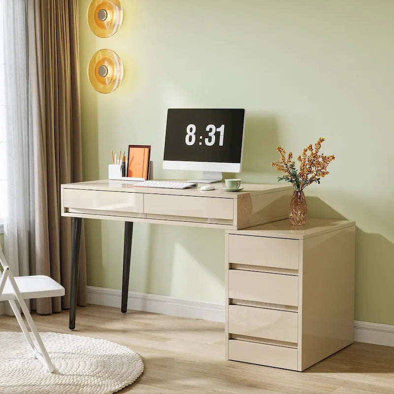 Reversible Computer Desk with 5 Drawers