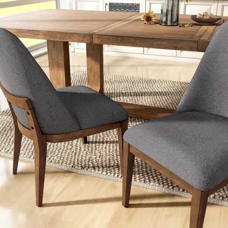 Chaise de salle à manger arrondie en bois massif avec rembourrage capitonné
