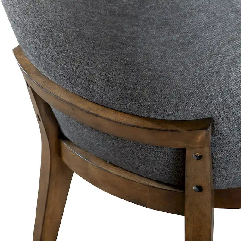 Chaise de salle à manger arrondie en bois massif avec rembourrage capitonné