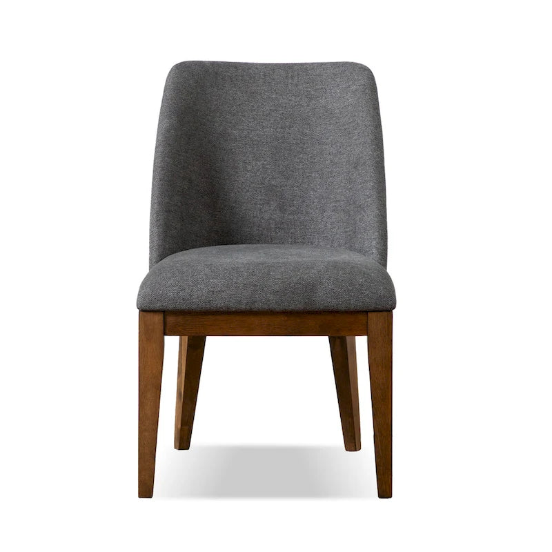 Chaise de salle à manger arrondie en bois massif avec rembourrage capitonné