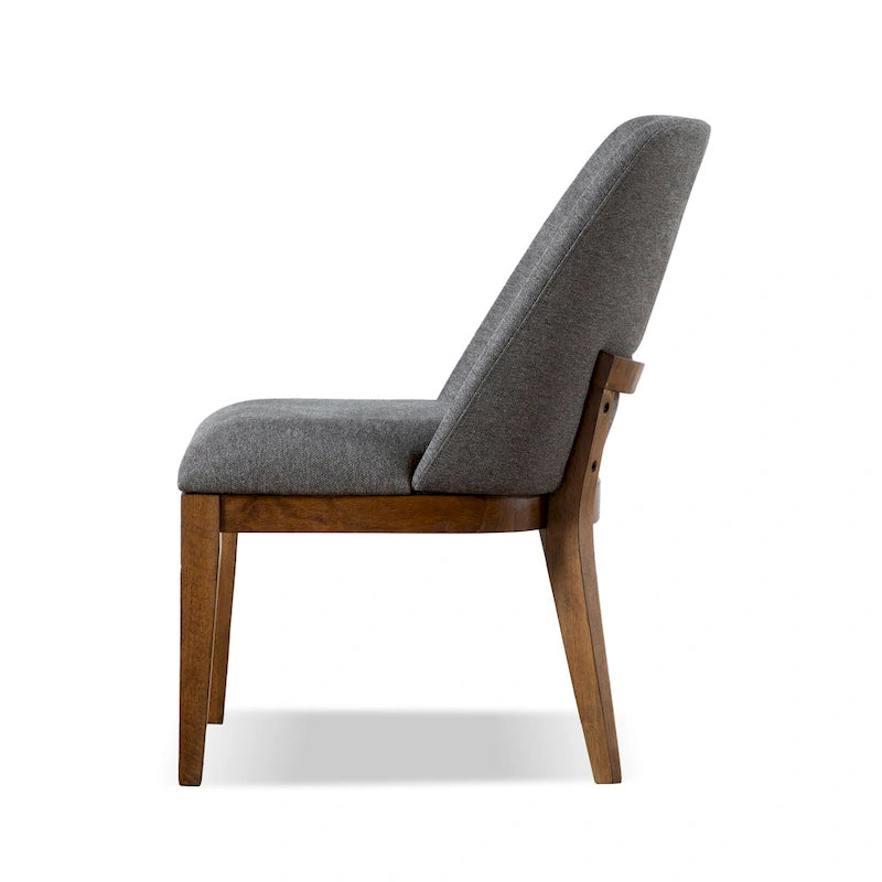 Chaise de salle à manger arrondie en bois massif avec rembourrage capitonné