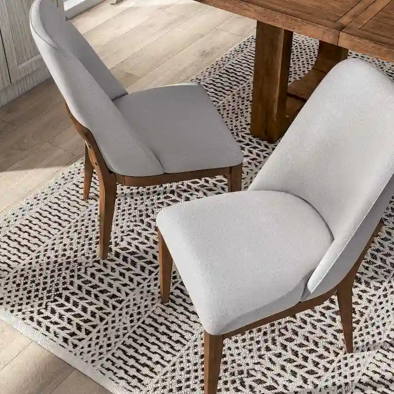 Chaise de salle à manger arrondie en bois massif avec rembourrage capitonné