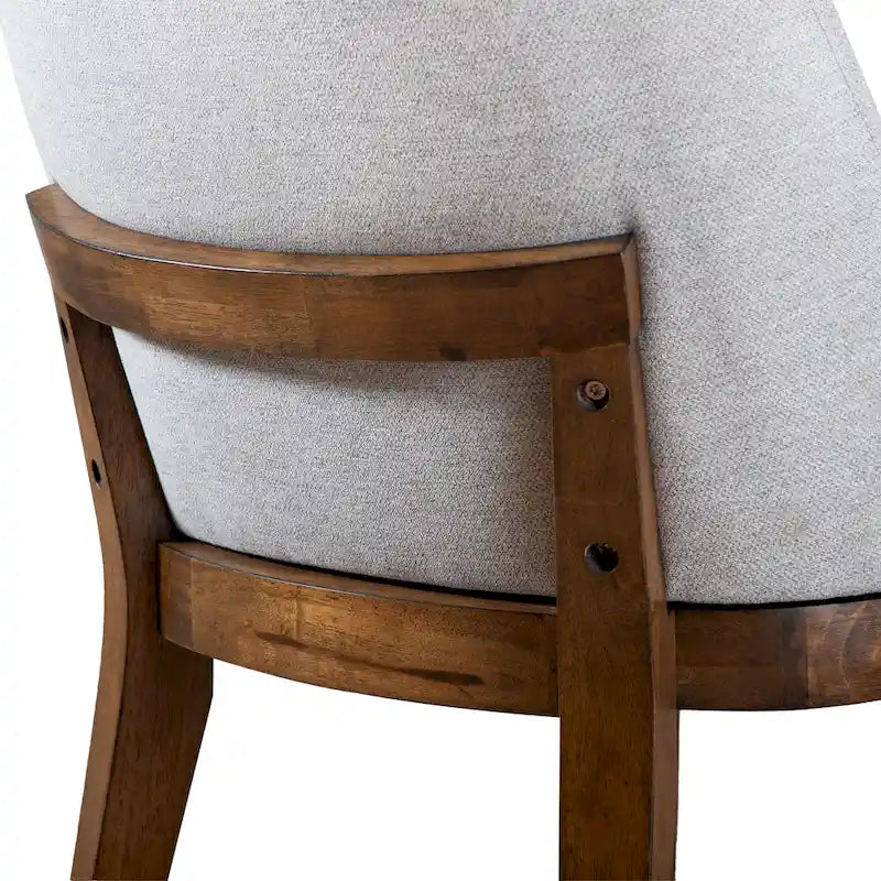 Chaise de salle à manger arrondie en bois massif avec rembourrage capitonné