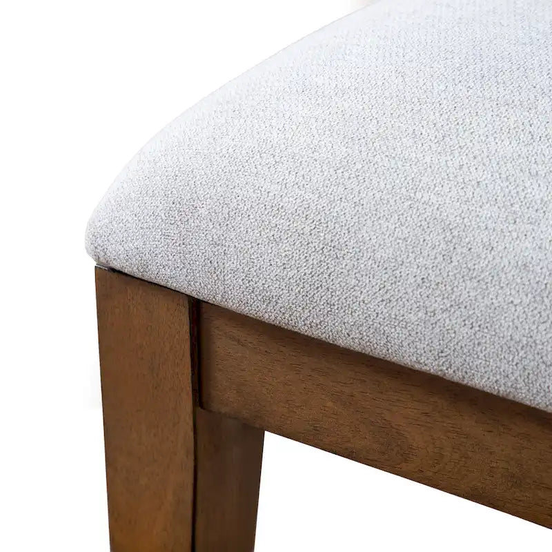 Chaise de salle à manger arrondie en bois massif avec rembourrage capitonné