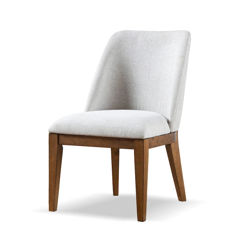 Chaise de salle à manger arrondie en bois massif avec rembourrage capitonné