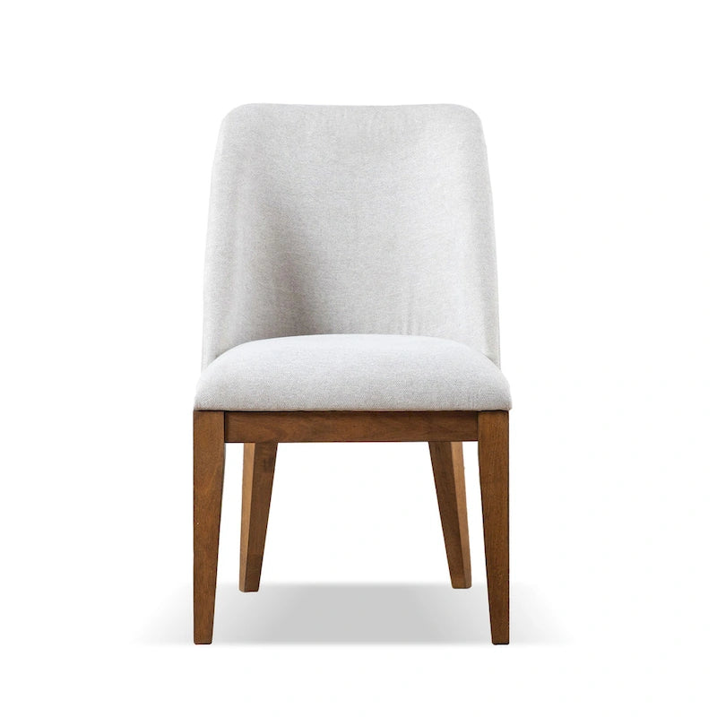 Chaise de salle à manger arrondie en bois massif avec rembourrage capitonné