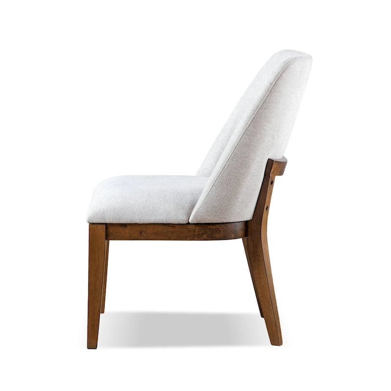 Chaise de salle à manger arrondie en bois massif avec rembourrage capitonné