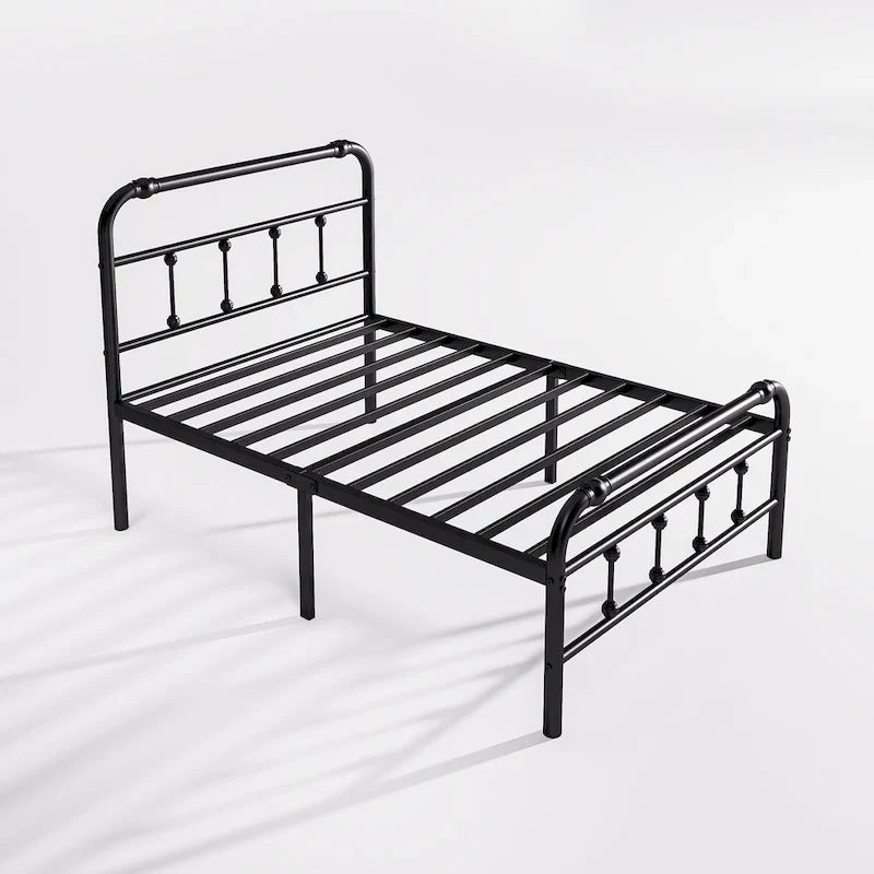 Lit plateforme en métal de 14 pouces avec tête de lit et pied de lit pour rangement